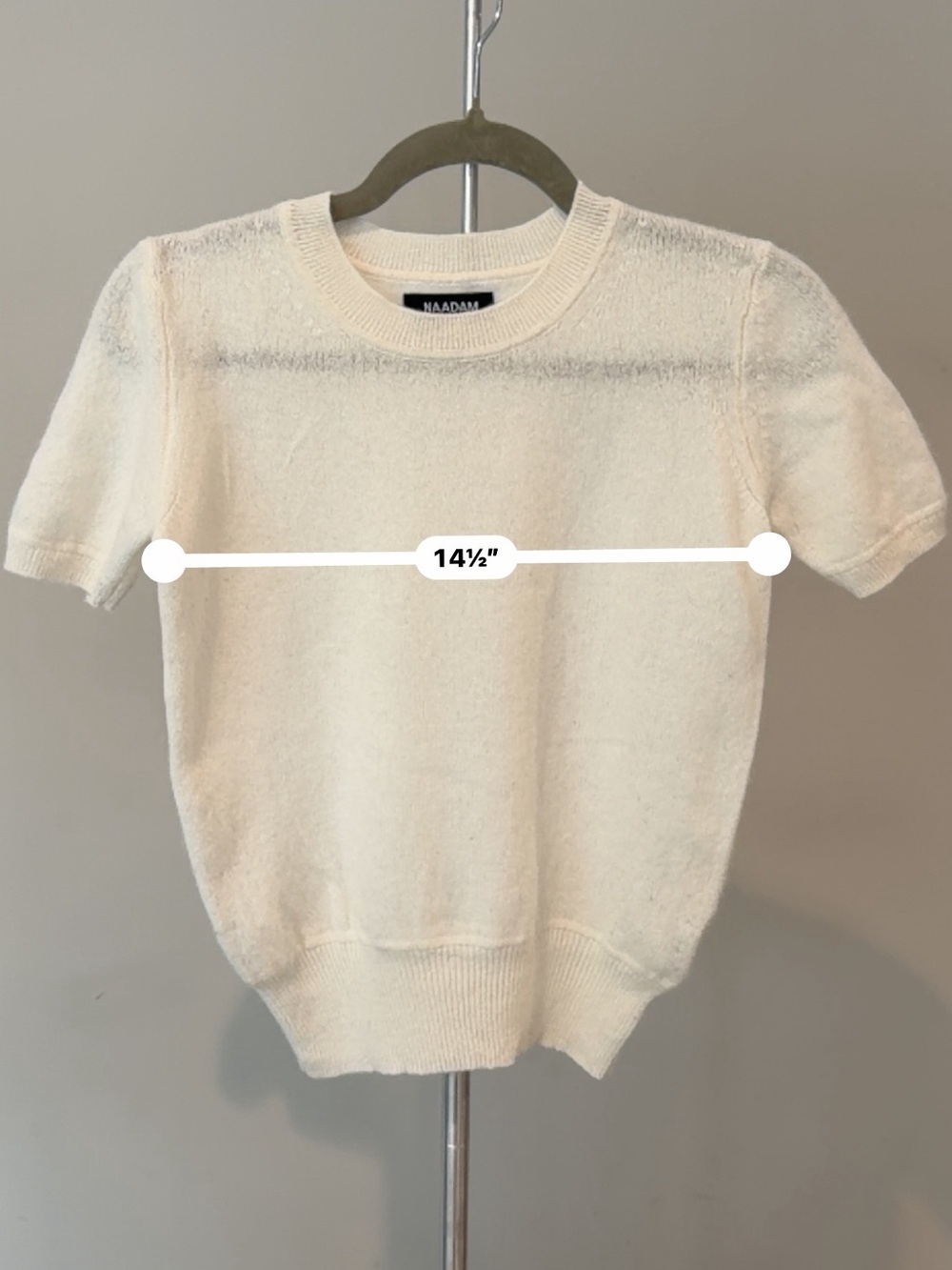 Naadam 100% Cashmere Short Sleeve Sweater Ivory Cream Size Small - Picture 8 of 9
